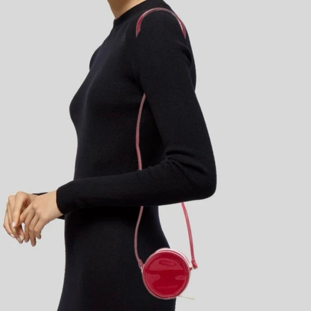 NWT Marc Jacobs red patent leather round mini crossbody bag